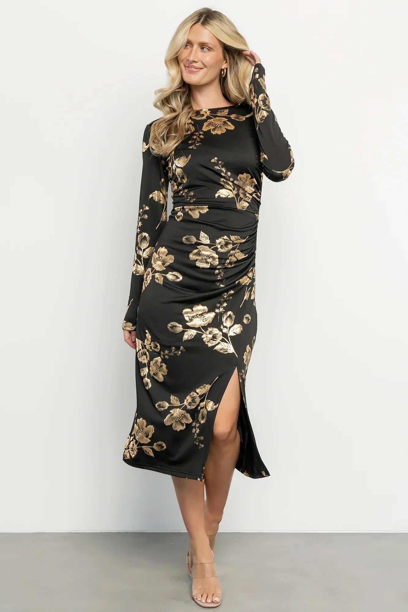Valeria Midi Dress | Black + Gold