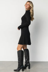 Linde Ribbed Short Dress | Black