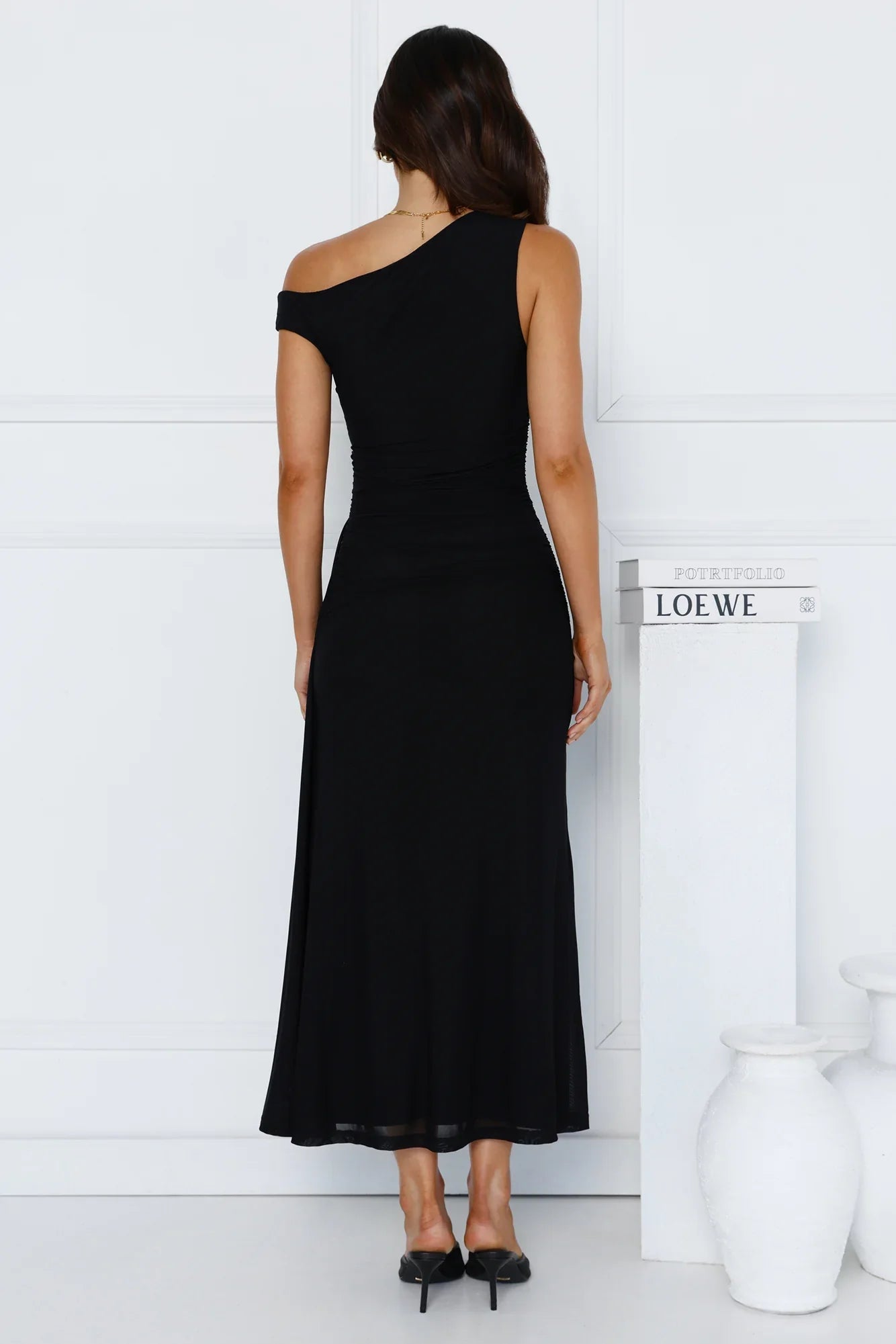 Moves With You Off Shoulder Mesh Maxi Dress Black